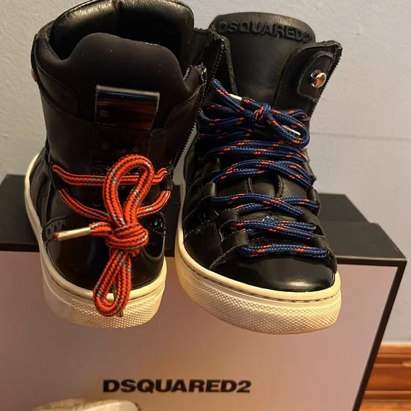 Dsquuared 2 , Sneakers 2 pair Italy Kids size 31 white Black - Picture 8 of 12